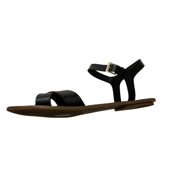 J. CREW Black Criss Cross Leather Sandals Size 10 - Picture 4 of 8